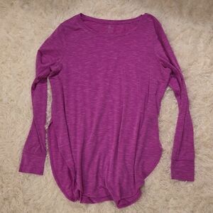 GAP Women's Heathered Purple Long Sleeve Tee